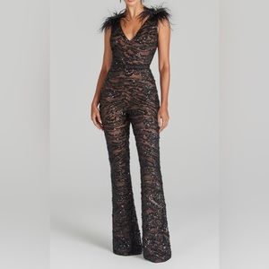 Nadine Merabi Jenna Black Sequin Jumpsuit